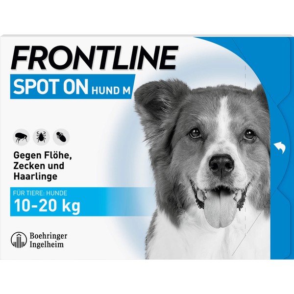 FRONTLINE Spot on Hund M Pipetten gegen Flöhe, Zecken und Haarlinge, 5 pcs. Ampoules