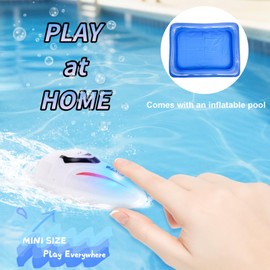 QAONIE Mini RC Boat, 10 KPH Cute RC Boats with 100mAh Battery, Dual Engine, LED Light, Fun in Pool/Bathtub/Washbasin/Lake.