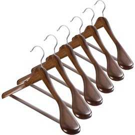 Verahaus Premium Wooden Hangers 6-Pack – Wide Shoulder Non-Slip Design for Coats, Jackets & Suits | 360° Rotating Closet Organizers | Durable & Space-Saving (Vintage Wood)