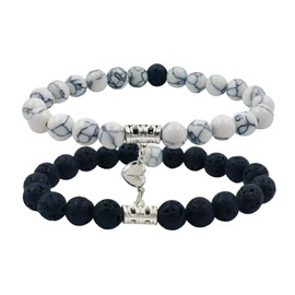 Pärchen Armband Magnetische Armbänder für Paare Partnerarmbänder, Herz Naturstein Matching Paar Armbänder Freundschaft Personalisierte Armbänder für Paare und Bester Freund