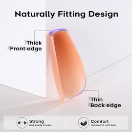 MqpQ Coffin False Nail Tips - Soft Gel 2 in 1 Tips Short Caramel with Base Color,Long Lasting,Pre-shaped Fit 15 Size Fake Nails 150pcs for Nail Extensions