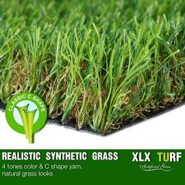 XLX TURF 5 FT x 5 FT Outdoor Artificial Grass for Dogs Potty, Realistic Fake Grass Turf Carpet for Patio Balcony Floor Covering with Drainage Holes