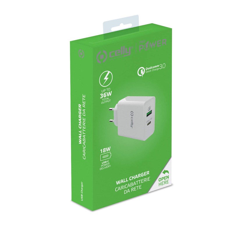 Celly-REISELADER USB-C PWR DELIVERY 18W White