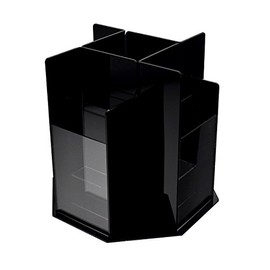 Marketing Holders Rotating Brochure Holder for 4x9 Inch Trifolds 8 Pocket Tiered Clear and Black Acrylic Spinning Countertop Organizer for Rack Cards and Takeout Menus