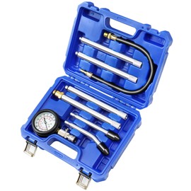 JIFETOR Cylinder Compression Tester, 8PCS Small Engine Pressure Gauge Diagnostic Tool Kit for Automotive Cylinder Compression Test on Gasoline Car Motorcycle Truck, 4 Extension Rods