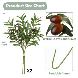 Briful 3 PCS Olive Branches 31.5 Inch Long Stem Faux Stems Artificial Greenery Fake Plants for Vases Floral Arrangements Home Wedding Bouquet Farmhouse Decor
