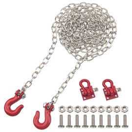 HIRCQOO 1/10 RC Metal Tow Hook with Trailer Tow Chain Buckle Shackles RC Decorations Accessories Compatible with Axial SCX10 Traxxas TRX4 90046 Tamiya CC01 D90 TF2 1/10 RC Crawler Car