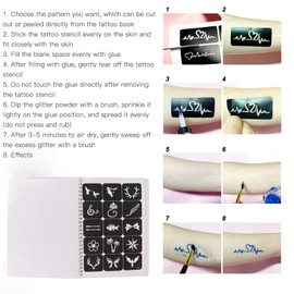 Álbum De Plantillas Para Tatuajes Con Aerógrafo De 115 Uds., Kit De Tatuaje De Henna Con Purpurina Portátil, Plantilla De Tatuaje Temporal, Patrón De Arte Corporal Para Pintura Corporal