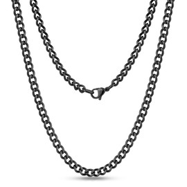 Cadoline 316L Stainless Steel Men's Jewellery 9mm 20 Inch Black Link Curb Chain Necklace For Kids