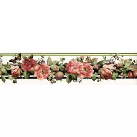 Sunworthy Cabbage Red Roses Floral Wallpaper Border Flower Wall Decor ,4.25" Wide Border