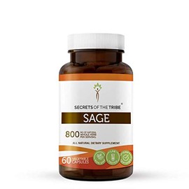Secrets of the Tribe Sage 60 Capsules, 800 mg, Sage (Salvia officinalis) Dried Leaf (60 Capsules)