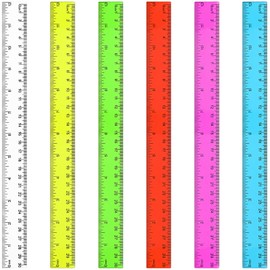 6 Pack Color Transparent Ruler Bulk 12 Inch Clear Plastic Rulers Kids Ruler with Centimeters and Inches Straight Measuring Drafting Tools for Classroom School Students Families Education