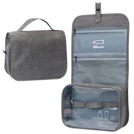 Simpolpr Toiletry Bag, Waterproof Hanging Toiletry Bag, Foldable Wash Bag, Cosmetic Bag, Large, 27 x 8 x 18 cm, Grey, gray