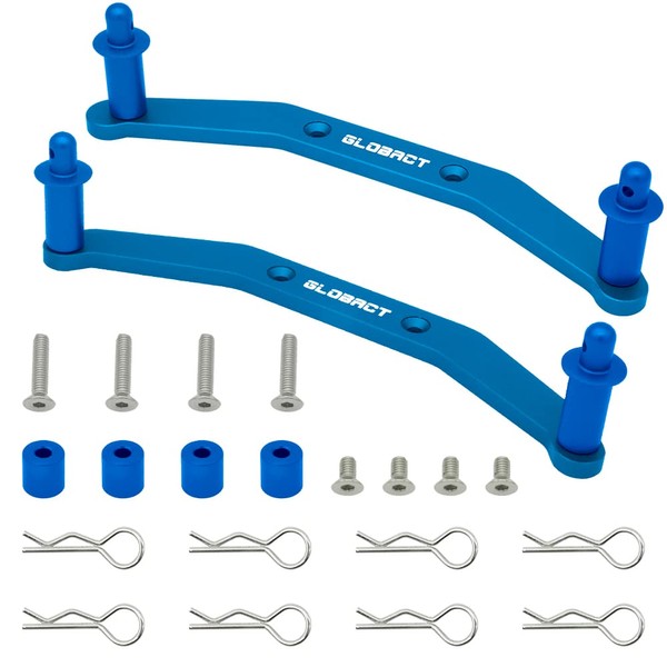 GLOBACT Aluminum Front & Rear Body Mount Post Set Body Post Extensions Upgrade Parts for 1/10 Traxxas Slash 4X4 Stampede 4X4 Replaces 6815R (Blue)