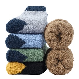 Yazon Men's Winter Fluffy Room Socks Thick Warm Socks Men's Socks Winter Fashion Thermal Socks Winter Socks Fluffy Socks Indoor Roomwear Fluffy Socks 23-26cm "Gift", 5 colors