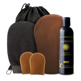 Tan Physics True Color Tanner 8 oz w/FREE Face and Body and Tanning Mitts by Sans-Sun â€¦