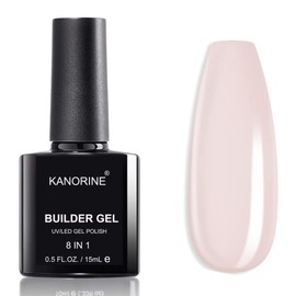 Kanorine KANORINE Gel Nail Polish Builder Nail Gel, 8-in-1 Cover Nude Gel Builder, Hard Gel Builder for Nails Strengthener Extension Gel Base Coat Rhinestone False Nail Tips Glue Gel in a Bottle 15ML Hard Gel
