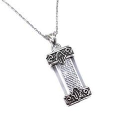 MYSTIC JEWELS by Dalia - 925 Sterling Silver - Mezuzah with Silver Chain, Crystal,