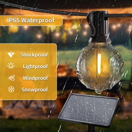 SANBEN 50ft Solar String Lights with Remote, 25+1 LED Bulbs Patio Lights Outdoor Waterproof, G40 Dimmable Deck Lights for Outside Garden Fence Backyard Decor