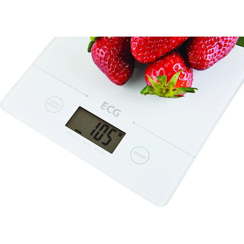 ECG White KV 117 Slim Kitchen Scales Glass