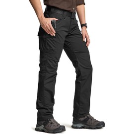 CQR Women's Flex Stretch Tactical Pants, Water Resistant Ripstop Cargo Work Pants with Pockets for Outdoor & Hiking, Vanguard Black, 10