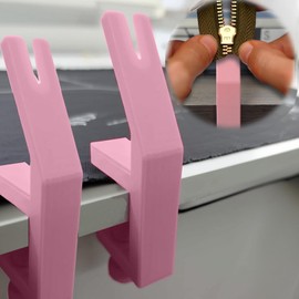 Zipper Jig Tool, 2Pcs Zipper Pull Jig, Zip Slider Installing Tools for Dresses Pants Jackets (Pink)