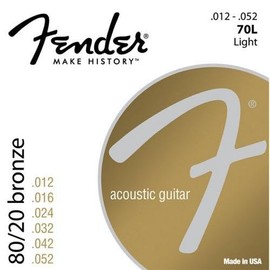 Fender Extremo de bola de bronce 70L 80/20 12-52, cuerdas de guitarra acústica