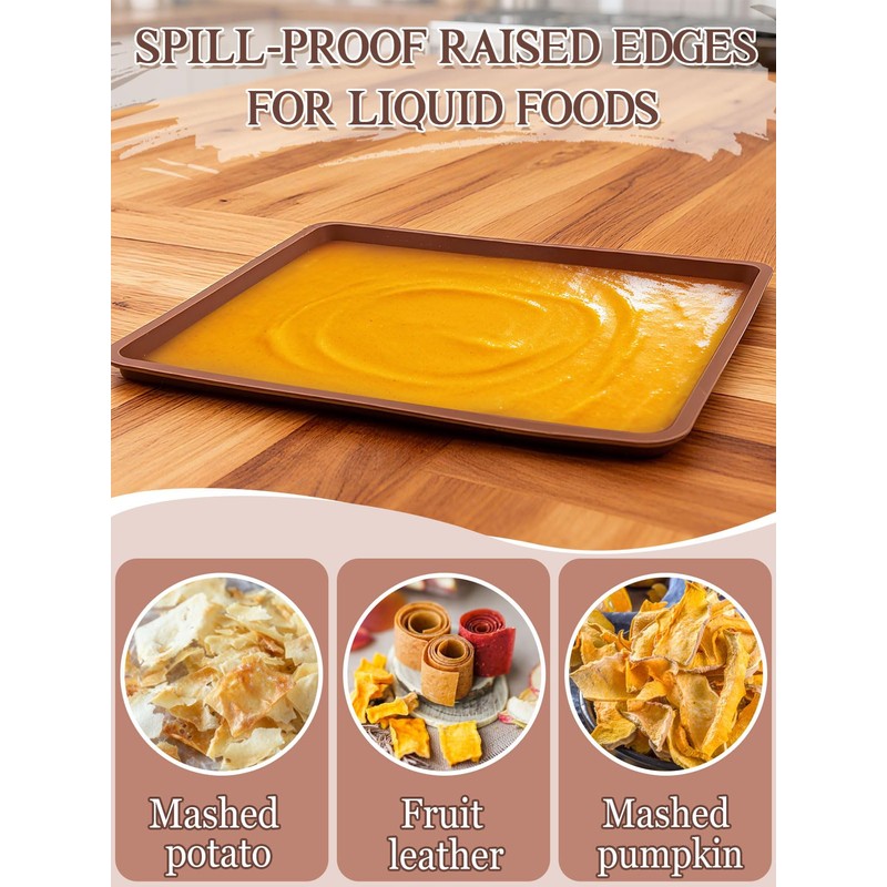 Aulock 6 Pcs Silicone Food Dehydrator Sheets with Edge, Compatible