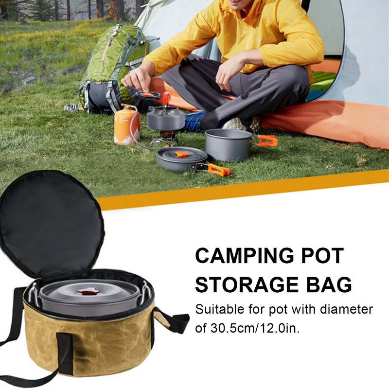 Camping Pot Storage Bag Travel Portable Dustproof Cast Iron Pan
