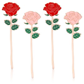 4 PCS Rose Bookmark Gift, Metal Book Page Holder for Reading Lovers, Cute Bookmarks for Mother's Day, Valentine's Day, Teacher's Day, Thanksgiving, Birthday Gift (Multicolor)