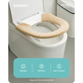 Baffect Thicken Toilet seat Cover Cushion Pads Antibacterial Luxury Toilets Warm Toilet seat Covers Warm Toilet Seat Mat Super Warm Universal (Beige)