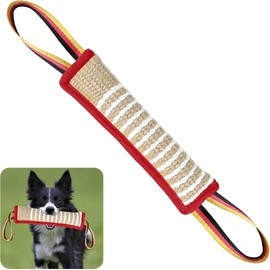 Dog Tug Toy Dog Bite Jute Pillow Pull Toy with 2 Strong Handles Perfect for Tug of War, Puppy Interactive Play, Tear Resistant Bite Training Toys for Small Medium Large Dogs (Red Flag)