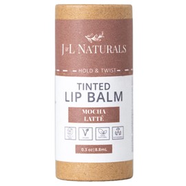 J&L Naturals Tinted Lip Balm | Vegan & Cruelty Free Lip Stain | Zero Waste Makeup | Plastic-Free, Hydrating & Moisturizing Lip Tint | Made in US (Single (1-Pack), Mocha Latte)
