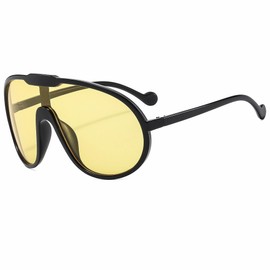 Trendy Oversized Aviator Sunglasses for Women Men Fashion Vintage Sun Glasses Punk Eyewear UV400 Shield Goggles(Black/Yellow)