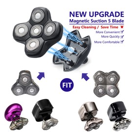 5 Blades Shaver Head for SKULL SHAVER, Magnetic Version Head Shaver Replacement Heads for SKULL SHAVER