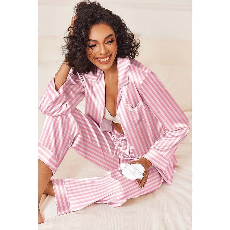Ekouaer Womens Silk Satin Pajama Sets 2 Piece Sleepwear Pjs