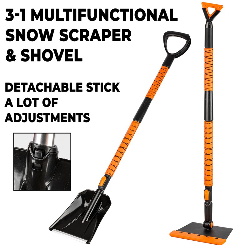 ZONETECH Extendable Snow Squeegee,Ice Scraper and Shovel 42" Lenght- Rotating