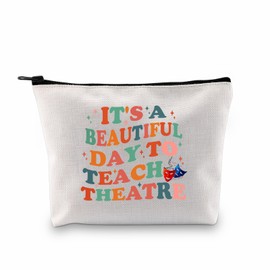 PXTIDY Theatre Teacher Gift Drama Teacher Gift It's a Beautiful Day To Teach Theatre Makeup Bag Teacher Appreciation Gift