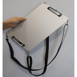 Banjiang Metal Double Clips Clipboard for Working While Walking with Shoulder Straps,A4/Letter 8.5 "X11 Aluminum Clipboard with Pen Holder