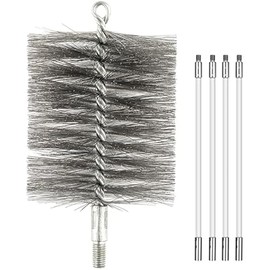 50-inch Long Tent Wood Burning Stove Pipe Cleaning Brush with Stainless Steel Bristles, and Chimney Cleaning Wire Brush with 4 Flexible Rods, 2.5'' Brush Heads