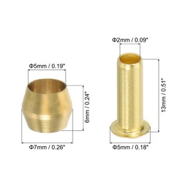 PATIKIL 3/16" Tube ID Compression Assortment Kit, 15 Set Brass Compression Sleeve Ferrule & Insert for Water Oil Air Pipe