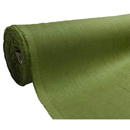 A-Express Natural Pure 100% Linen Fabric Soft Material Vintage Dressmaking Fashion Flax Bag 140cm Wide - Half Metre 50cm x 140cm Dark Green