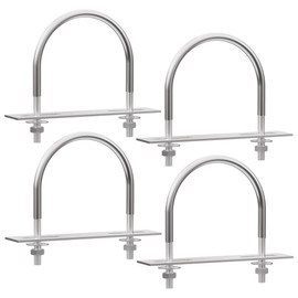 FOCMKEAS 4 Sets 304 Stainless Steel Round Bend U-Bolts 1.89"(48mm) Inner Width 3.23"(82mm) Length M10 with Nuts, Frame Plate, Washers, Accessories for Boat Trailer Axle Sailboat Trailer