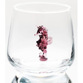 HeguSun 3D Drinking Glass Cup with Cute Animal Figurine Inside, Hand Blown Glass Sehorse Figure Inside Mug, Stemless Glass for Wine, Water, Milk, Beverages, 12oz(Seahorse)