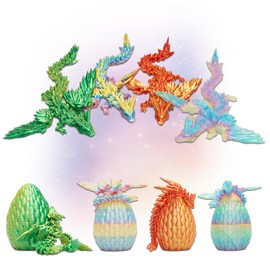 LUMIN TUTU Dragon Eggs, Pack of 4, 3D Printed Dragon Egg with Dragon & Wings, Fantasy Toy for Children, Easter & Surprise Gifts