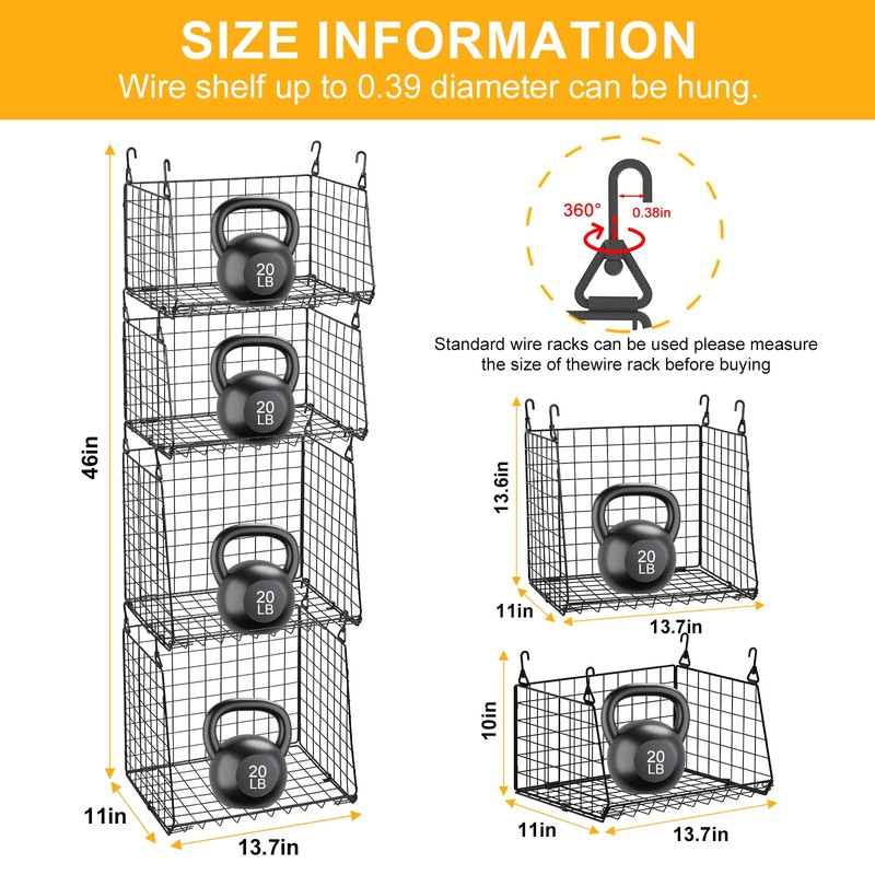 Lyuwanxian 4-Tier Hanging Closet Organizer with 360°Rotating Hooks – Foldable