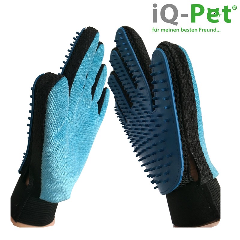 iQ-Pet Fellpflege-Handschuh | 2 Seiten: Gummi + Mikrofaser