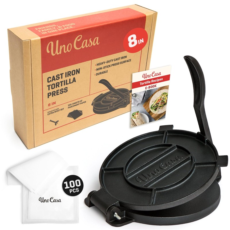 Uno Casa Cast Iron Tortilla Press 8 Inch - Tortilla