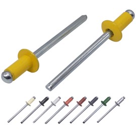 Pack of 100 Painted Blind Rivets 3.2 x 8 mm, Dome Head, DIN 7337, Aluminium Rivets and Steel Mandrel, Pop Rivets (100, Colza Yellow RAL 1021)