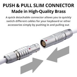 GUNMJO Pro Custom Coiled USB C Cable for Gaming Keyboard, Double-Sleeved Mechanical Keyboard Cable with Slim Type Detachable Metal Aviator, 1.5M USB-C to USB-A, White Color